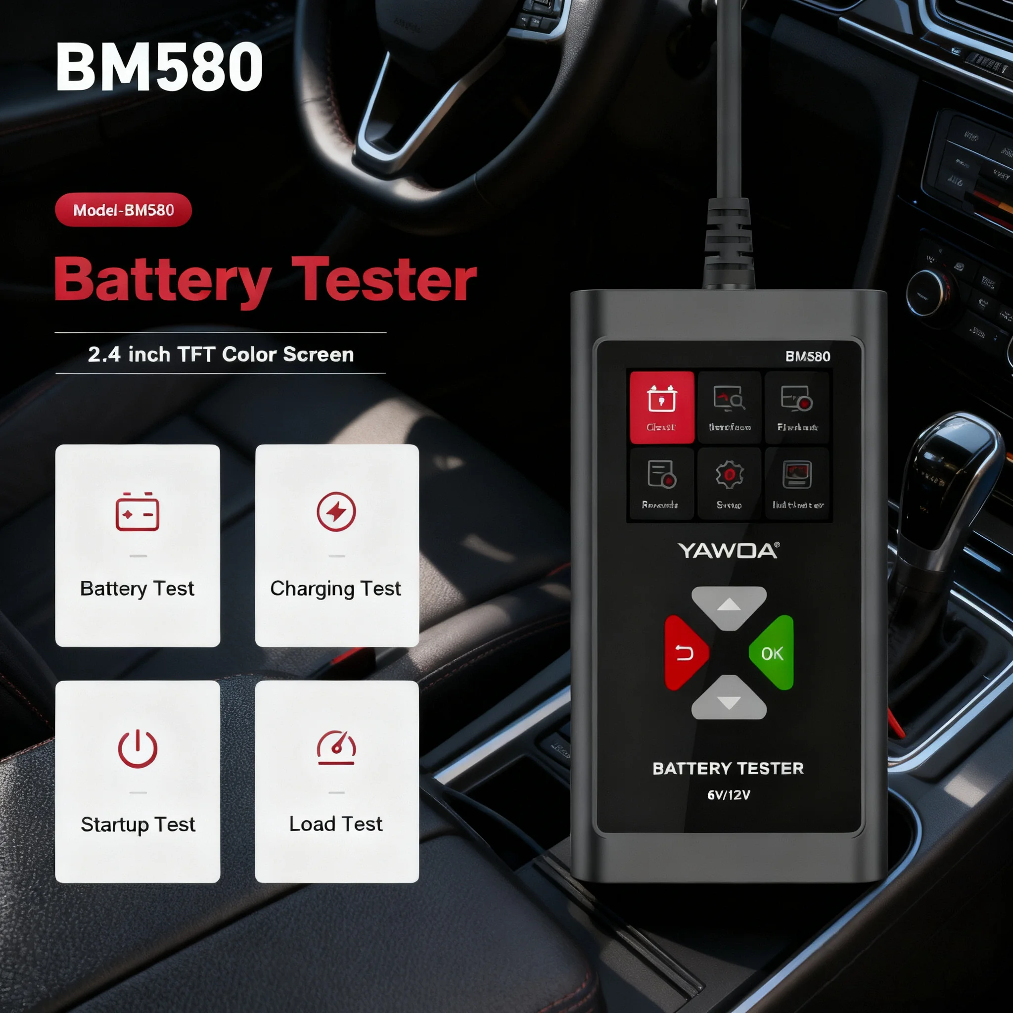 BM580 тестер автомобильного аккумулятора 12 В 6 В автоаксессуары зарядка тест запуска профессиональный анализатор автомобильного аккумулятора инструмент
BM580 тестер автомобильного аккумулятора 12 В 6 В автоаксессуары зарядка тест запуска профессиональный анализатор автомобильного аккумулятора инструмент