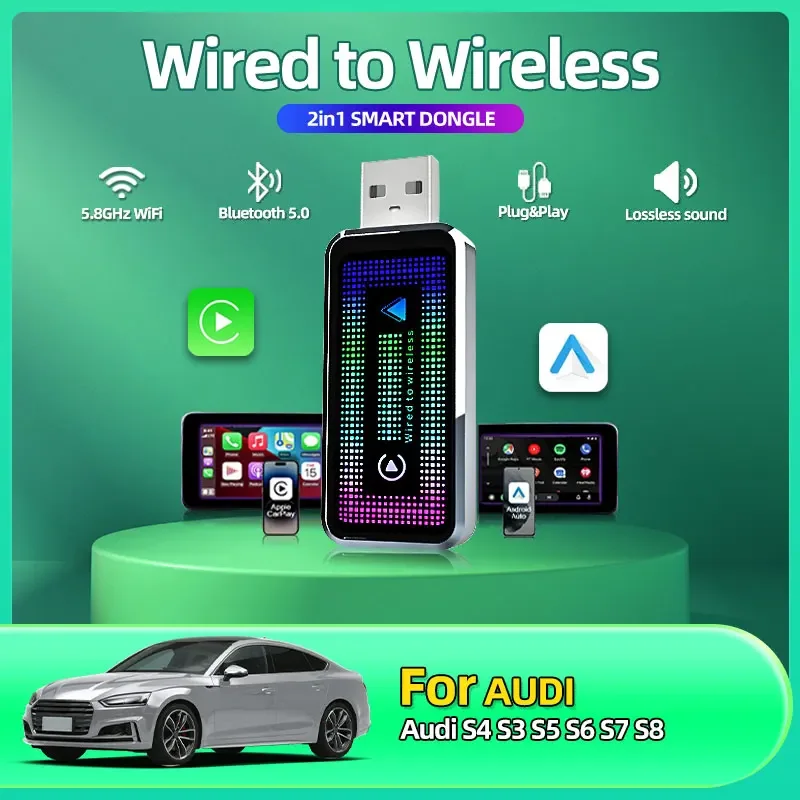 New Carplay Wireless Adapter Android Auto 2in 1 Smart Dongle 2025 5G WIFI For iphone Android Phone For Audi S4 S3 S5 S6 S7 S8
New Carplay Wireless Adapter Android Auto 2in 1 Smart Dongle 2025 5G WIFI For iphone Android Phone For Audi S4 S3 S5 S6 S7 S8
