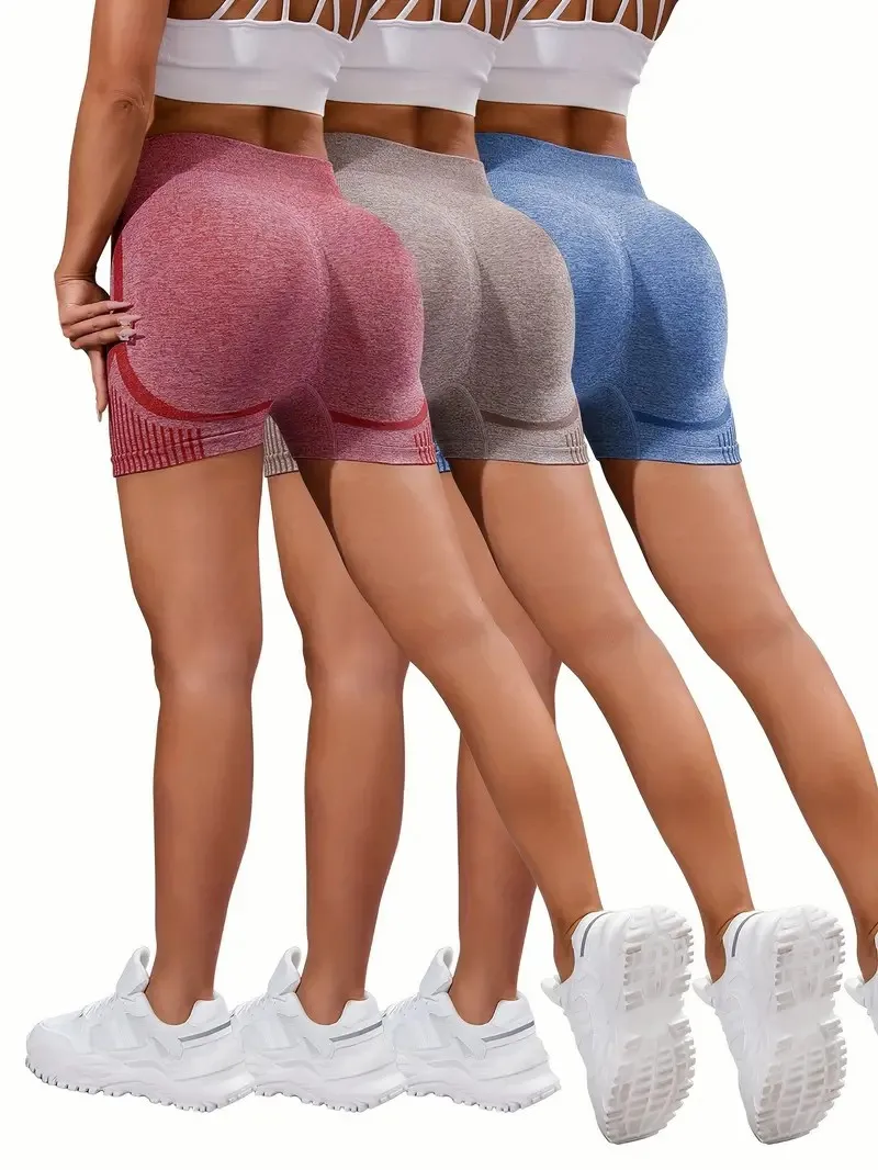 3 Pieces Solid Color High Waist Butt Lifting Sports Shorts Stretchy Running Seamless Yoga Cycling Shorts Women's Activewear
3 Pieces Solid Color High Waist Butt Lifting Sports Shorts Stretchy Running Seamless Yoga Cycling Shorts Women's Activewear