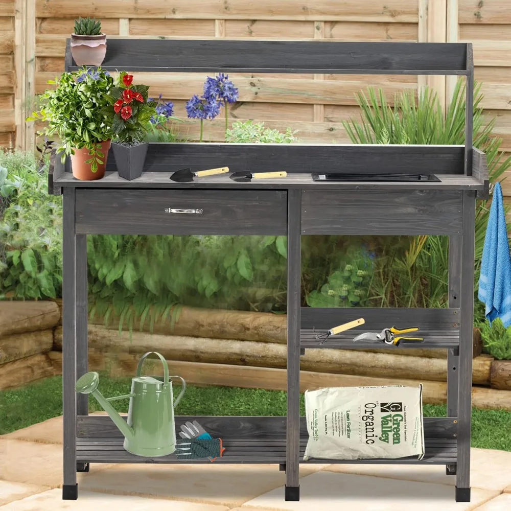 Potting Bench, Outdoor Garden Potting Table with Dry Sink, Drawer, Storage Shelves, Natural Wooden Work Station for, Customized
Potting Bench, Outdoor Garden Potting Table with Dry Sink, Drawer, Storage Shelves, Natural Wooden Work Station for, Customized