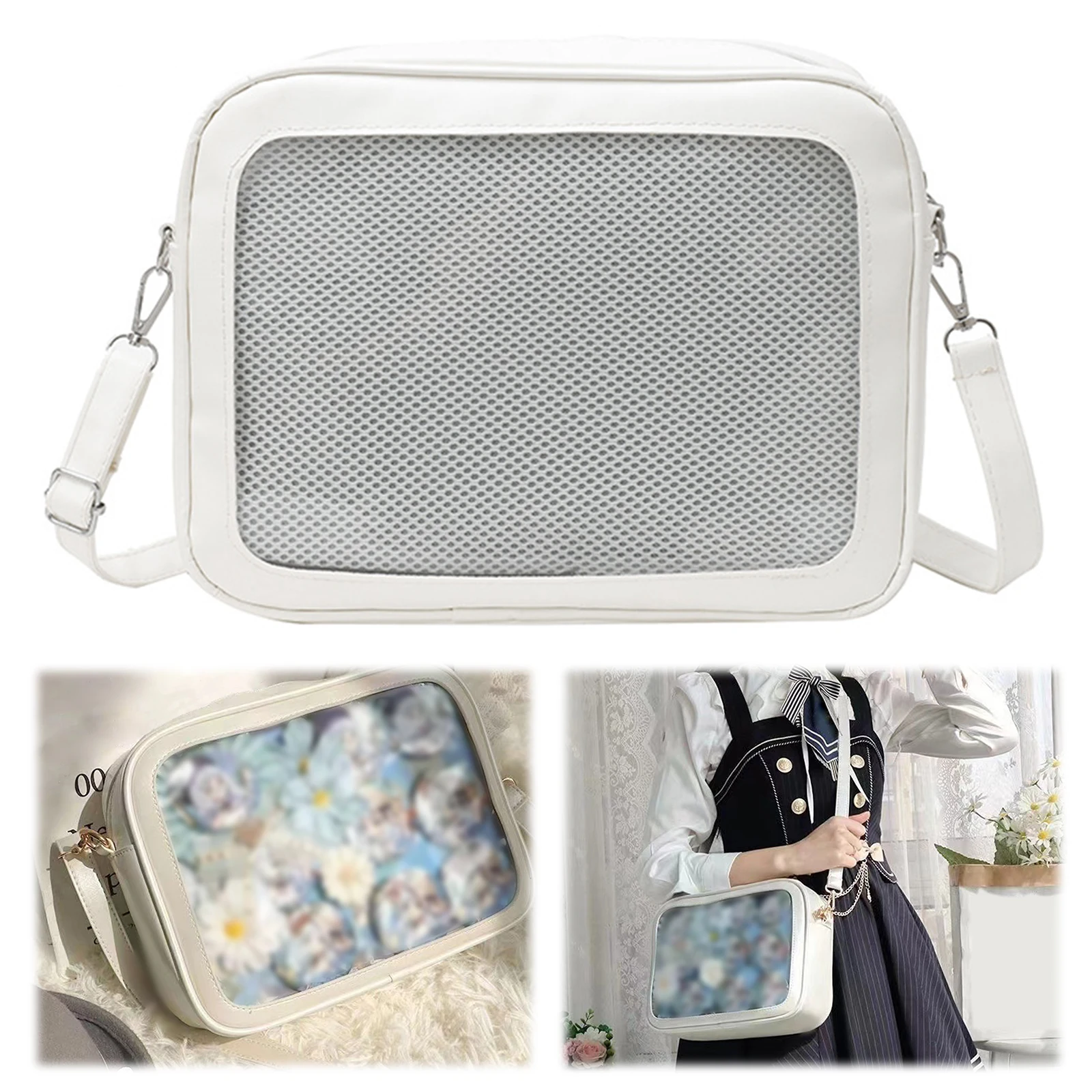 Women Transparent Square Ita Bag JK Shoulder Bag with Pin Display Lolita Messenger Bag DIY Badge Crossbody Bag
Women Transparent Square Ita Bag JK Shoulder Bag with Pin Display Lolita Messenger Bag DIY Badge Crossbody Bag