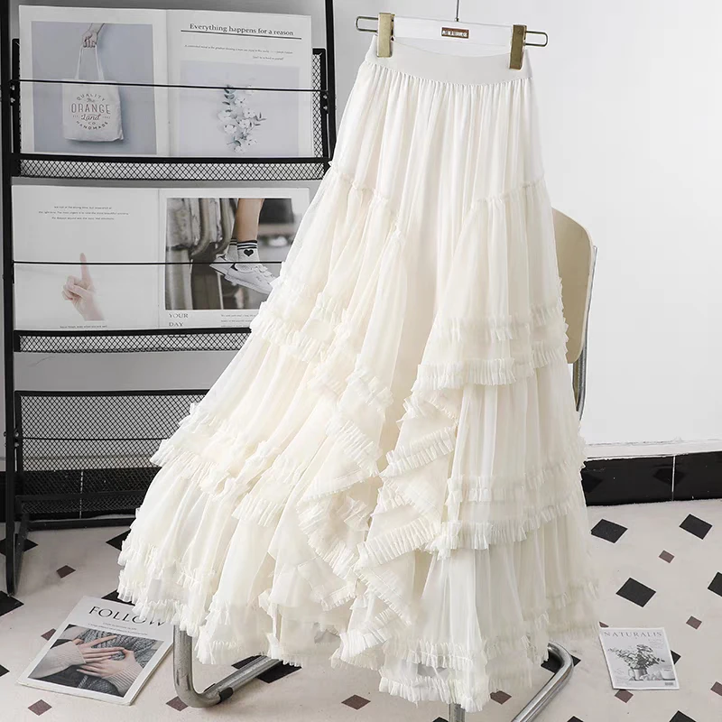 French Lace Long Skirt Women Sweet Solid Female High Waist Mesh Cake Skirts Summer Elegant Loose A Line Tutu Lady Bottom New
French Lace Long Skirt Women Sweet Solid Female High Waist Mesh Cake Skirts Summer Elegant Loose A Line Tutu Lady Bottom New