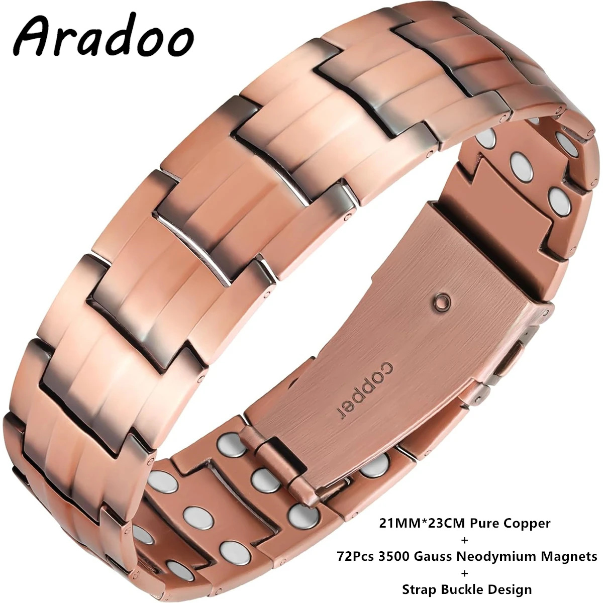 ARADOO 3X силовые магниты, медный браслет для мужчин, 3500 магнитных браслетов Гаусса, медные ювелирные изделия, подарки
ARADOO 3X силовые магниты, медный браслет для мужчин, 3500 магнитных браслетов Гаусса, медные ювелирные изделия, подарки