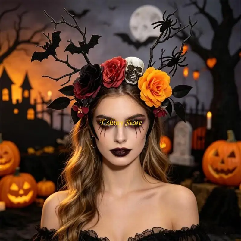 N58F Skull Bat Branch Headband Scary Costume Props Hairband for Day of the Dead Party
N58F Skull Bat Branch Headband Scary Costume Props Hairband for Day of the Dead Party