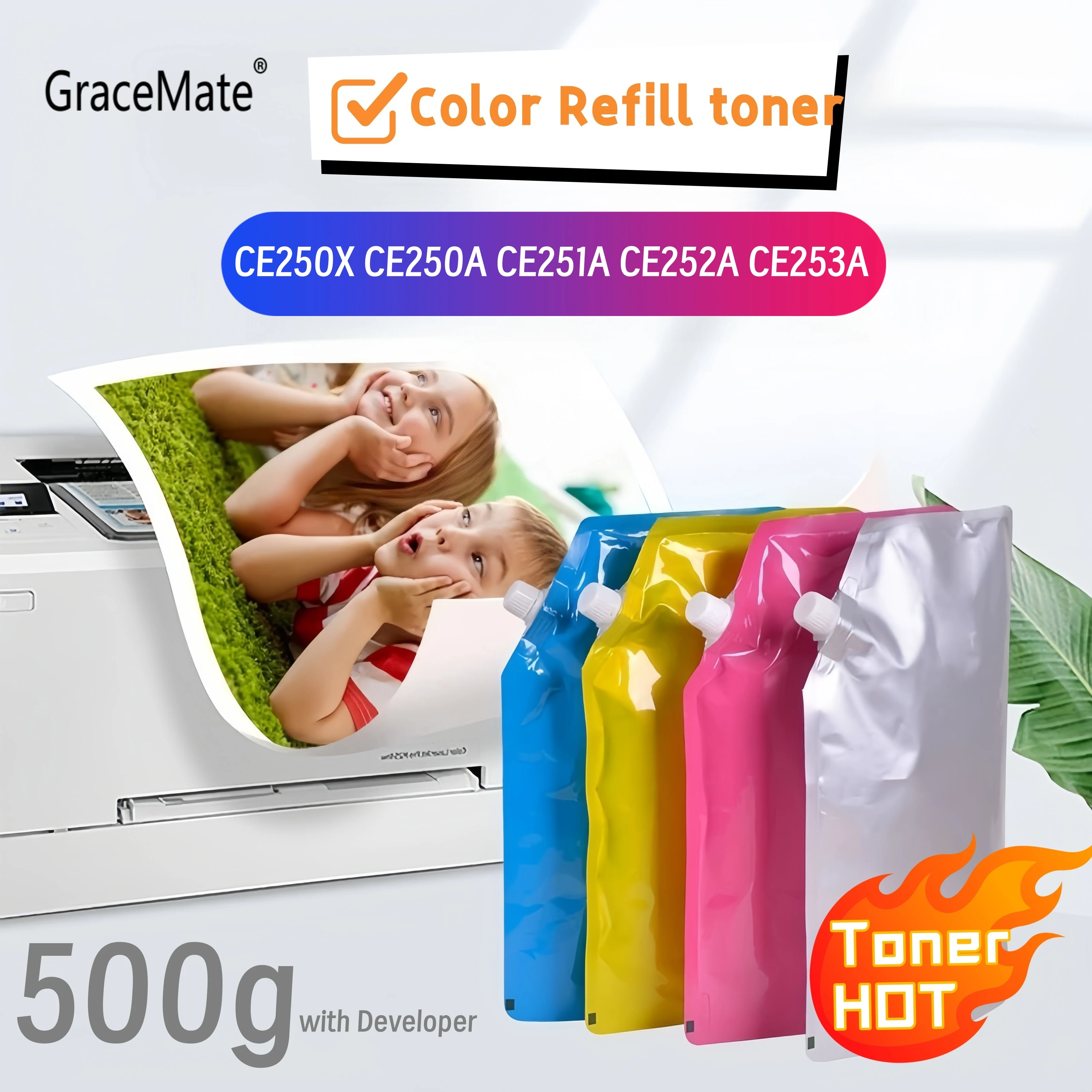 Toner Powder Color Compatible for HP Color LaserJet CM3530 CP3525 CM3500 CE250X CE250A CE251A CE252A CE253A 250 504A 504X
Toner Powder Color Compatible for HP Color LaserJet CM3530 CP3525 CM3500 CE250X CE250A CE251A CE252A CE253A 250 504A 504X