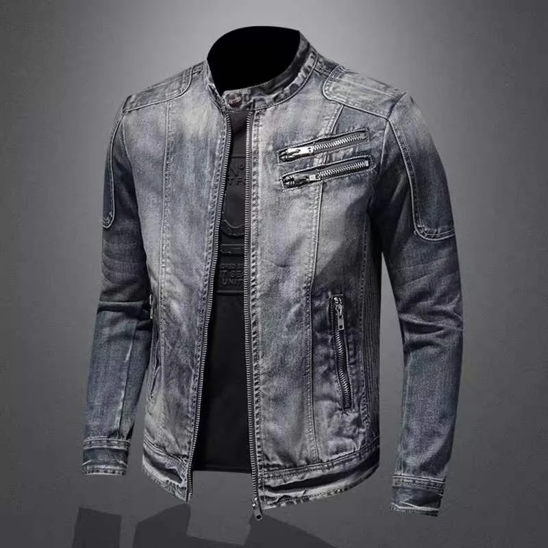 Retro Sli Slim Fit Men's Denim Jaet Collared Biker Casual Top Trendy American Sle Spring Long Sve Outerwear
Retro Sli Slim Fit Men's Denim Jaet Collared Biker Casual Top Trendy American Sle Spring Long Sve Outerwear