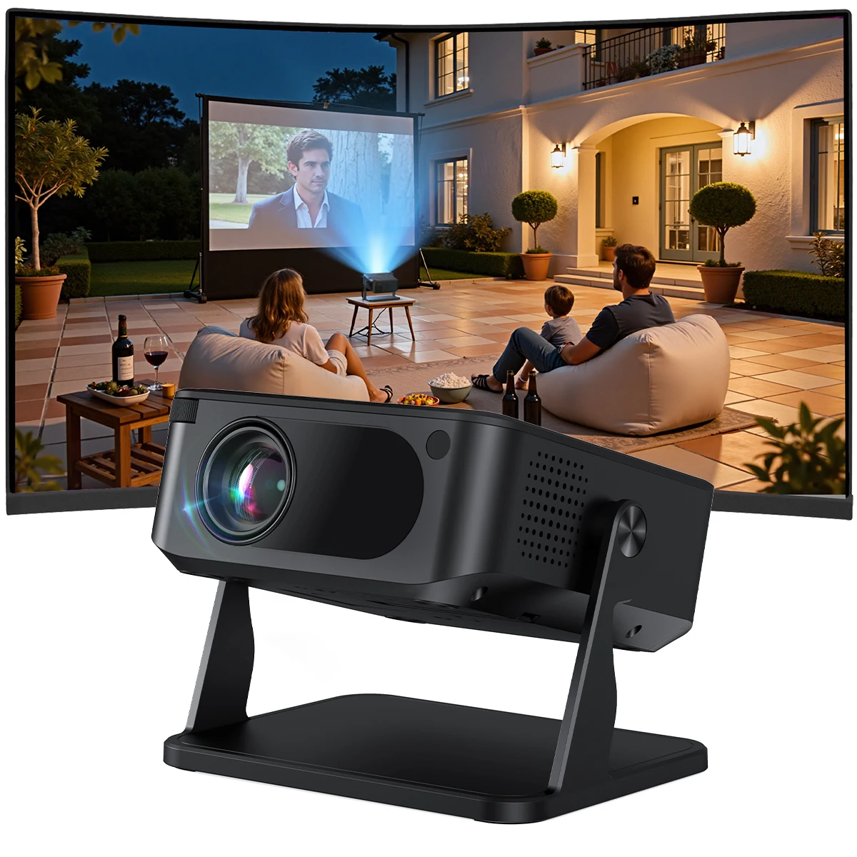 Mini Projector with WiFi and Bluetooth Smart Projector Support 4K 1080P FHD 180° Adjustable Video Projector for Indoor/Outdoor
Mini Projector with WiFi and Bluetooth Smart Projector Support 4K 1080P FHD 180° Adjustable Video Projector for Indoor/Outdoor