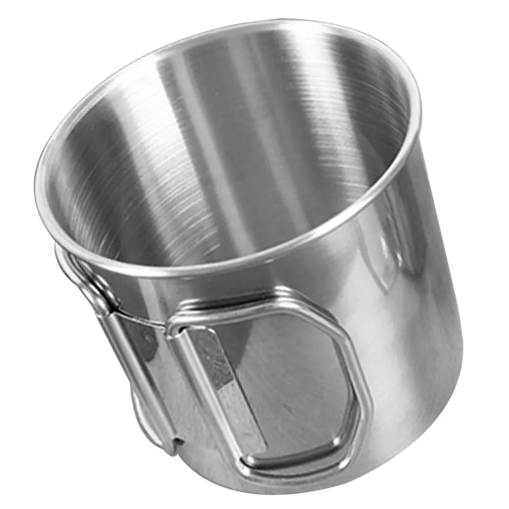 Outdoor Folding Water Cup Camping Mug Stainless Steel Metal Cup Foldable Handle Portable for Coffee Tea Hiking 
Outdoor Folding Water Cup Camping Mug Stainless Steel Metal Cup Foldable Handle Portable for Coffee Tea Hiking