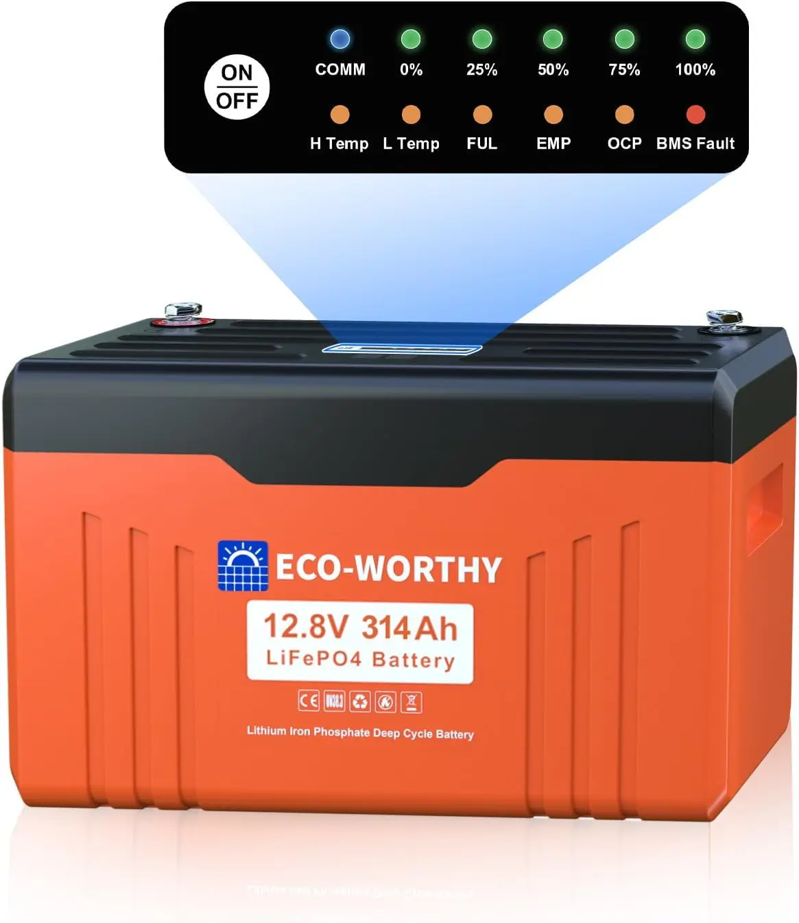 ECO-WORTHY 12V 314AH LiFePO4 Lithium Battery Bluetooth with SOC LEDs, Low Temp Protection, 4019WH, 200A BMS Up to 15000 Deep Cycle for Off-Grid, RV, Solar Power System
ECO-WORTHY 12V 314AH LiFePO4 Lithium Battery Bluetooth with SOC LEDs, Low Temp Protection, 4019WH, 200A BMS Up to 15000 Deep Cycle for Off-Grid, RV, Solar Power System