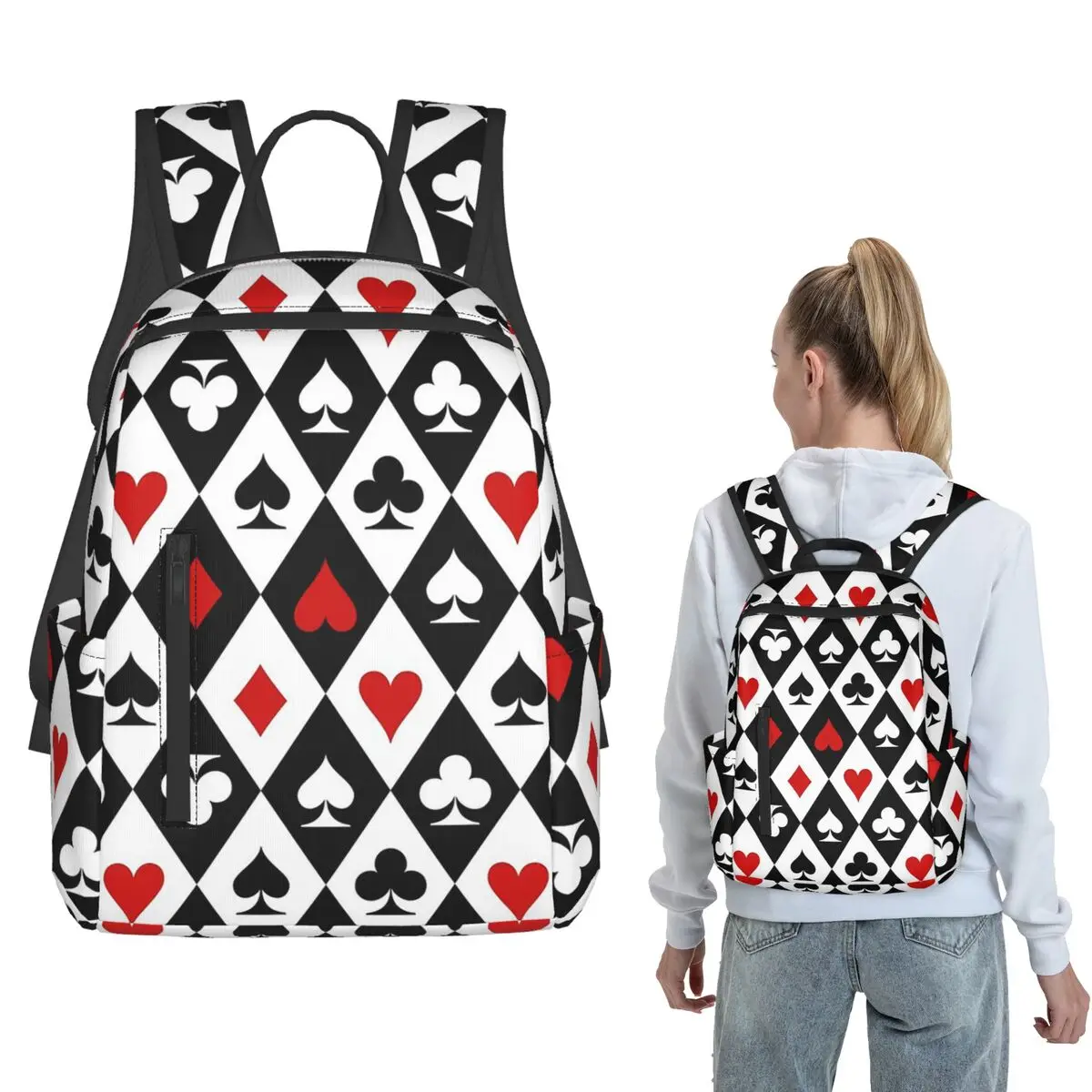 Playing Cards Symbols Pattern Backpack Daypack Kids BookBag School Bag Shoulder Bags for Men Women
Playing Cards Symbols Pattern Backpack Daypack Kids BookBag School Bag Shoulder Bags for Men Women