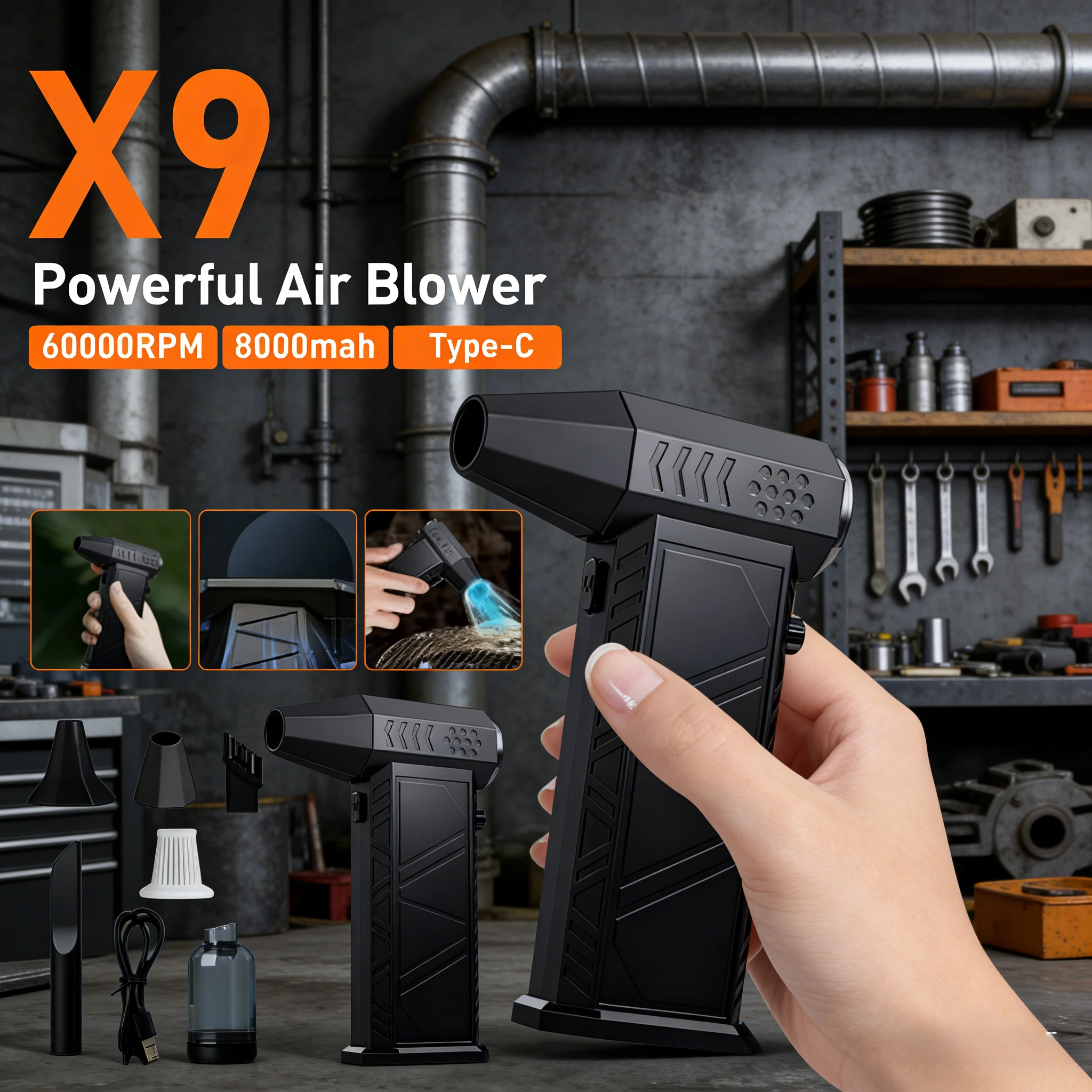 ⚡ X9 600000RPM Brushless Turbo Jet Fan | Powerful Air Blower Vacuum Dust Cleaner Type-C Charging
⚡ X9 600000RPM Brushless Turbo Jet Fan | Powerful Air Blower Vacuum Dust Cleaner Type-C Charging