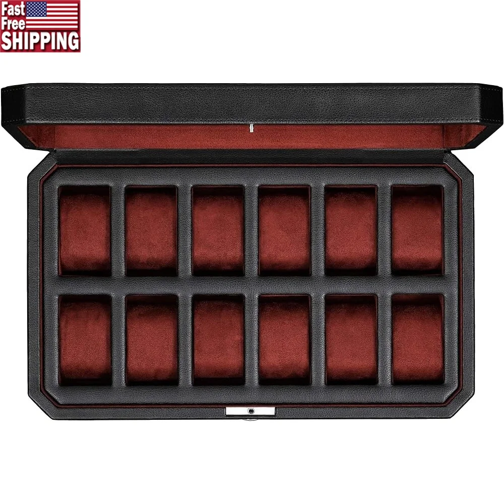 Men's 12 Slot Leather Watch Box Organizer Luxury Display Case Microsuede Liner Jewelry Holder Storage Furniture
Men's 12 Slot Leather Watch Box Organizer Luxury Display Case Microsuede Liner Jewelry Holder Storage Furniture