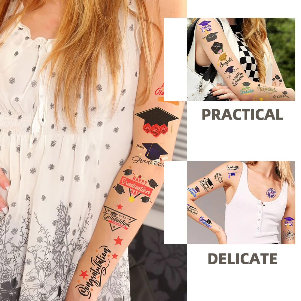 Graduation Theme Tattoos Stickers 6 Sheets Temporary Body Tattoos for Party Decorations Graduation Caps Stars Diplomas Awards
Graduation Theme Tattoos Stickers 6 Sheets Temporary Body Tattoos for Party Decorations Graduation Caps Stars Diplomas Awards