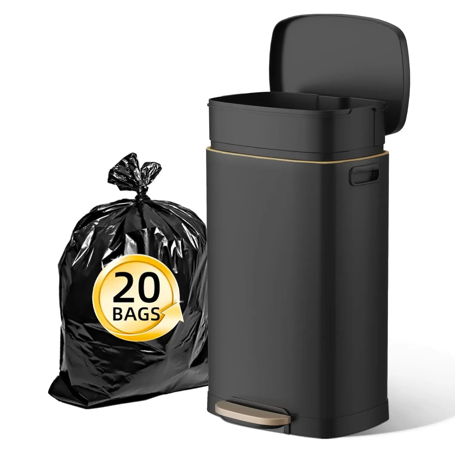 13 Gallon Stainless Steel Step Trash Can with Lid, Odor Lock & Silent Close for Kitchen Office Home
13 Gallon Stainless Steel Step Trash Can with Lid, Odor Lock & Silent Close for Kitchen Office Home