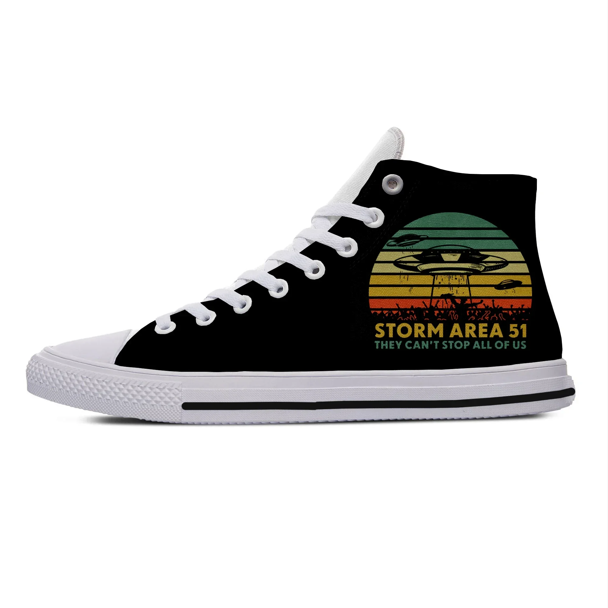 Storm Area 51 Novelty Design Lightweight High Top Canvas Shoes Men Women Casual Breathable Sneakers Classic Summer Board Shoes
Storm Area 51 Novelty Design Lightweight High Top Canvas Shoes Men Women Casual Breathable Sneakers Classic Summer Board Shoes