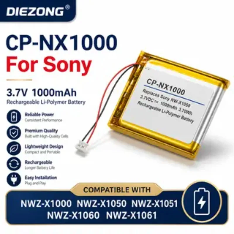 Batería CP-NX1000 de 3,7 V 1000mAh para Sony Walkman NWZ-X1000 NWZ-X1050 NWZ-X1051 NWZ-X1060 NWZ-X1061 Compatible con LIS1414
Batería CP-NX1000 de 3,7 V 1000mAh para Sony Walkman NWZ-X1000 NWZ-X1050 NWZ-X1051 NWZ-X1060 NWZ-X1061 Compatible con LIS1414