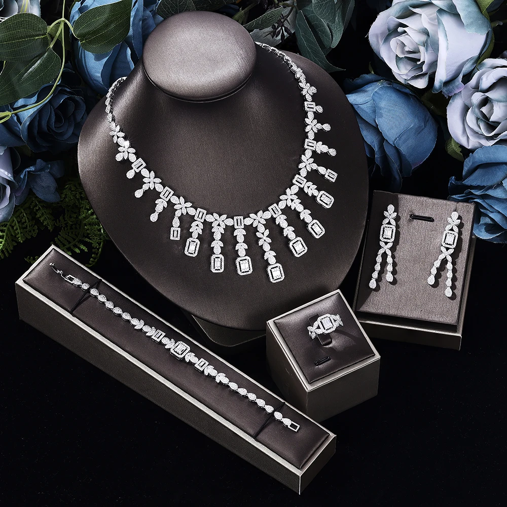2022 Top 4 Bridal Zirconia Full Jewelry Set for Women's Party Luxury Dubai Nigerian Crystal Wedding Jewelry Set
2022 Top 4 Bridal Zirconia Full Jewelry Set for Women's Party Luxury Dubai Nigerian Crystal Wedding Jewelry Set