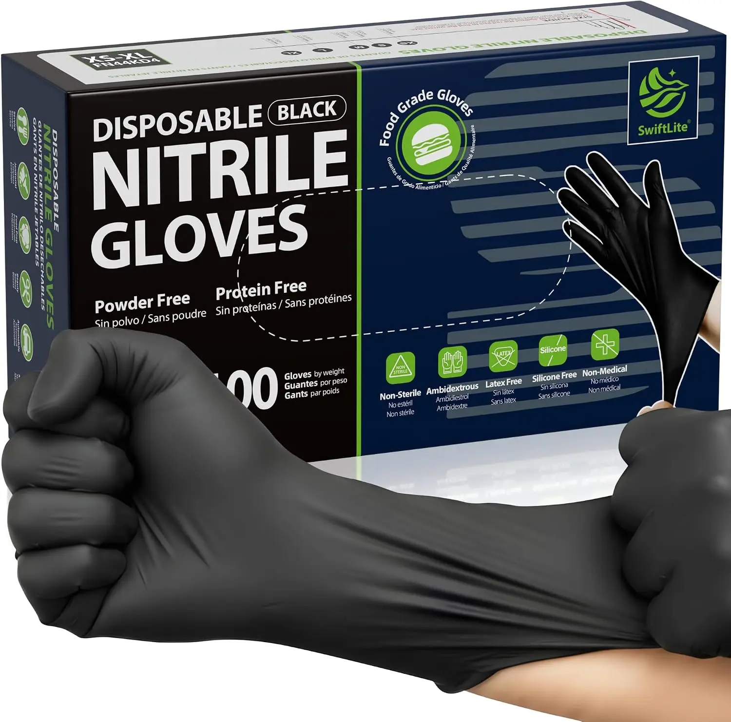 Disposable Nitrile Gloves, 4 Mil Black Food Grade, Powder Free for BBQ, Cooking, Cleaning
Disposable Nitrile Gloves, 4 Mil Black Food Grade, Powder Free for BBQ, Cooking, Cleaning