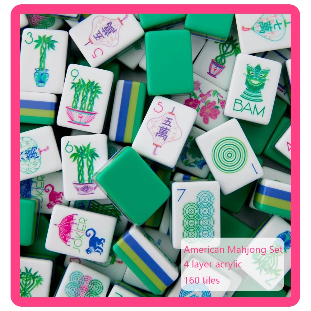 Four Layer Acrylic Engraved American Mahjong Tiles Green Luxury Modern Mahjong Sets for Family Entertainment MahJong
Four Layer Acrylic Engraved American Mahjong Tiles Green Luxury Modern Mahjong Sets for Family Entertainment MahJong