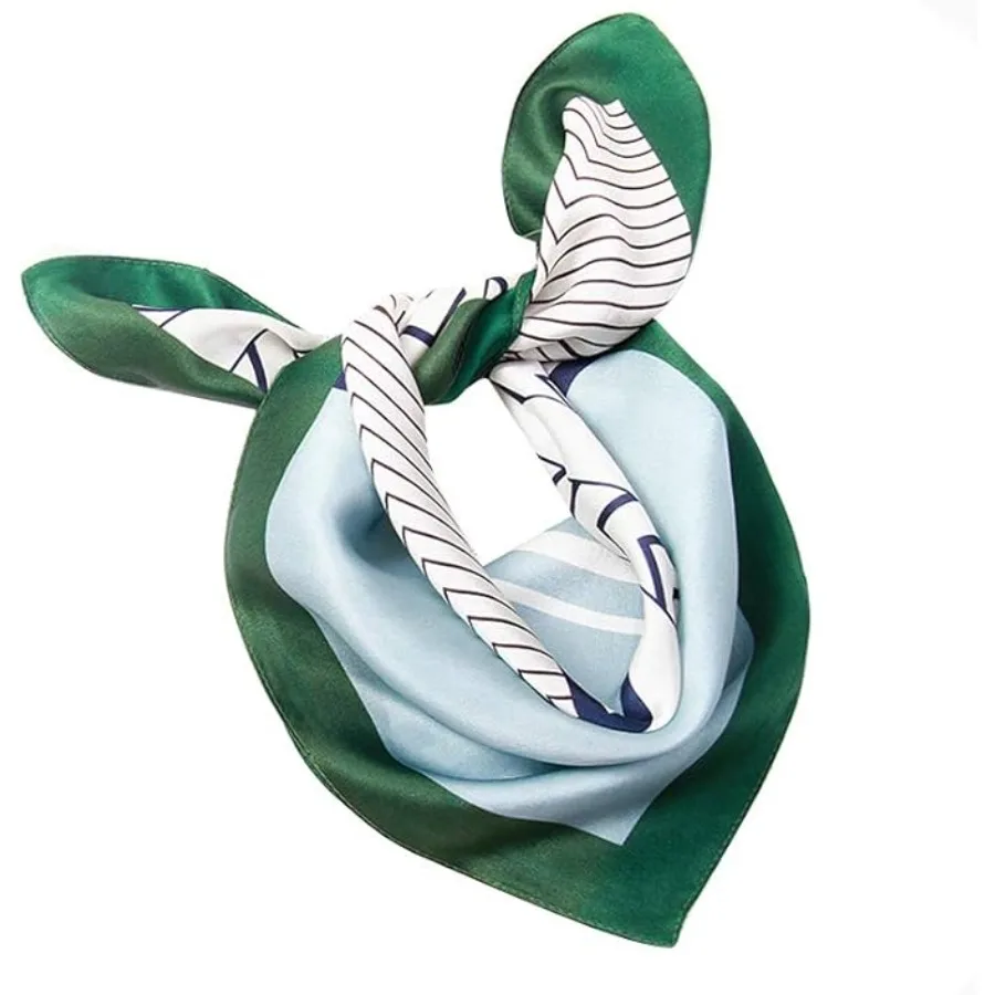 Mulberry Silk Scarfs Women Small Square Scarf 21" x 21" Breathable Lightweight Neckerchief Headscarf, 100% Mulberry Silk,Blue and White + Green Edge
Mulberry Silk Scarfs Women Small Square Scarf 21" x 21" Breathable Lightweight Neckerchief Headscarf, 100% Mulberry Silk,Blue and White + Green Edge