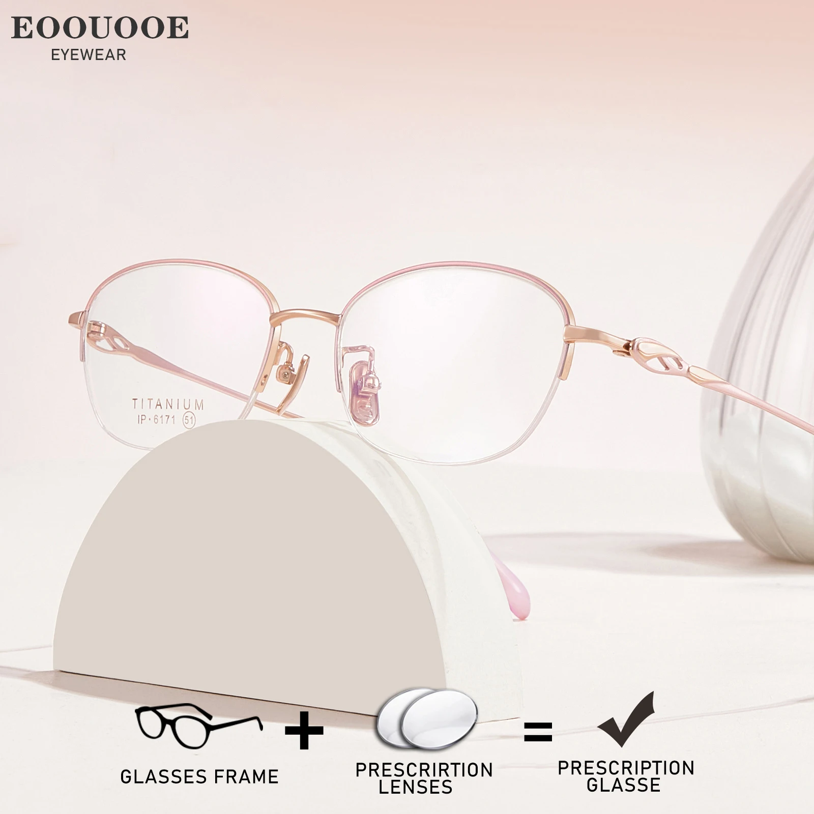 Elegant Women Pure Titanium Glasse Half Frame Ellipse Optical Photochromic Prescription Lenses Progressive Myopia High-Grade
Elegant Women Pure Titanium Glasse Half Frame Ellipse Optical Photochromic Prescription Lenses Progressive Myopia High-Grade
