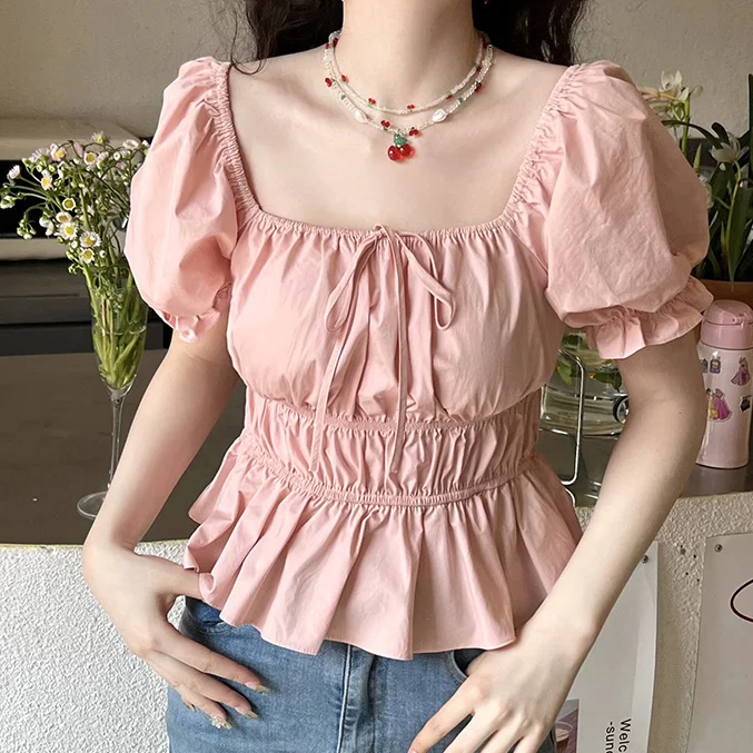 GkyocQ Korean Fashion New Summer Women Tops Shirts Sweet Girls Pink Square Collar Puff Sleeve Slim Waist A Line Short Shirt
GkyocQ Korean Fashion New Summer Women Tops Shirts Sweet Girls Pink Square Collar Puff Sleeve Slim Waist A Line Short Shirt