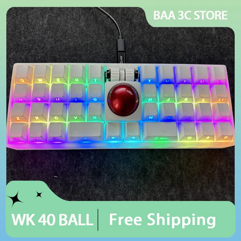 Weekin WK 40-шаровая проводная механическая клавиатура PMW3360 RP2040 Комплект клавиатуры с флаконом и двумя роликами RGB для горячей замены