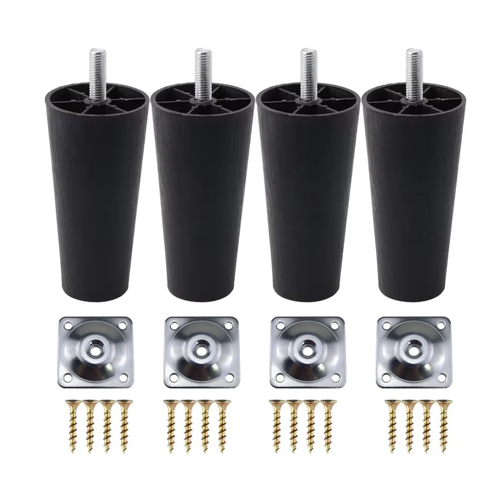 4Pcs Round Tapered Black Plastic Furniture Legs Feet with Mounting Plates M8*25 Thread Shank for Sofa and Chair 4 to12cm height
4Pcs Round Tapered Black Plastic Furniture Legs Feet with Mounting Plates M8*25 Thread Shank for Sofa and Chair 4 to12cm height