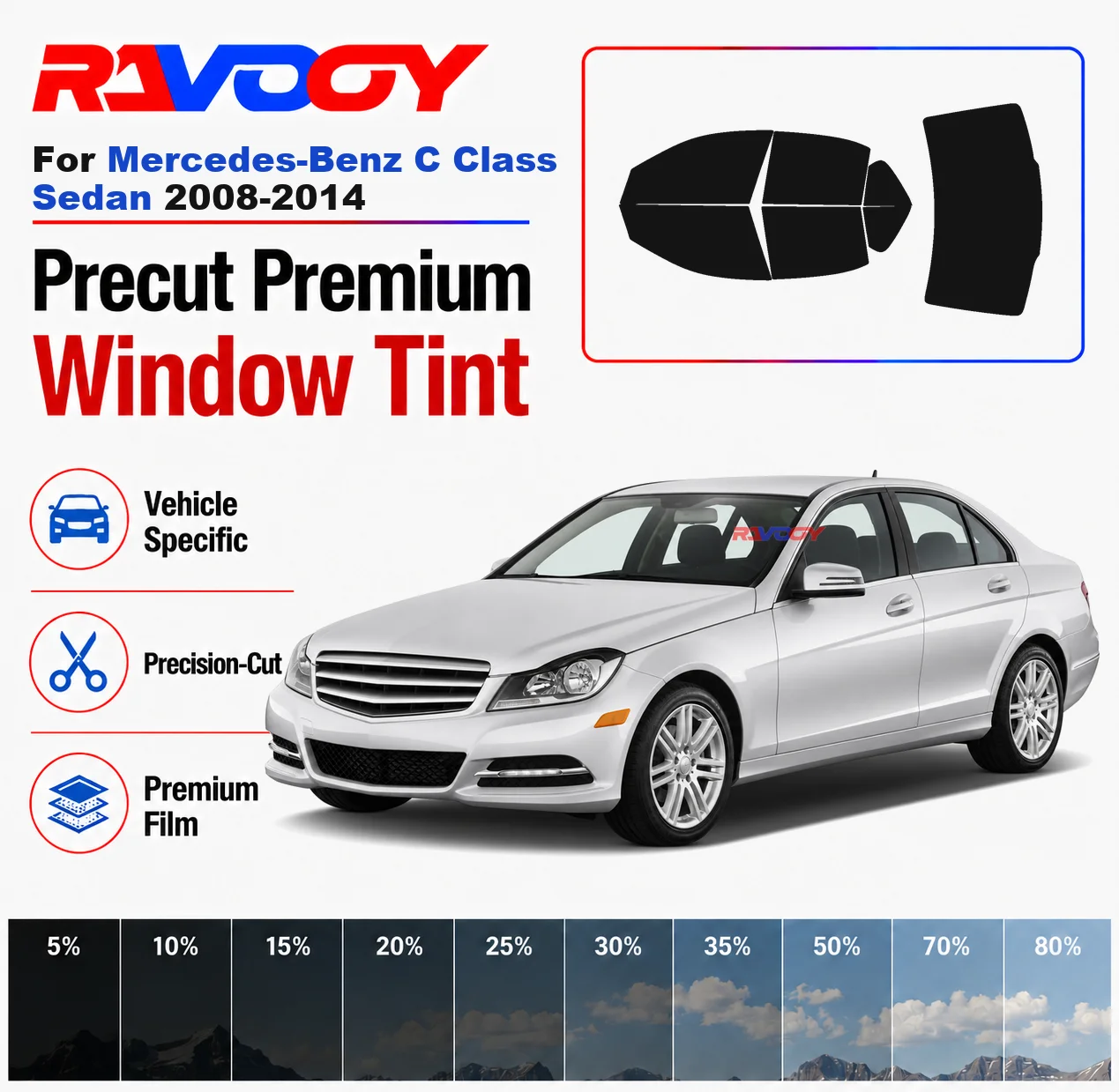Premium Precut Window Tint Kit Front Rear Windows Rear Windshield For Mercedes-Benz C Class Sedan 2008-2014 Nano Ceramic Film
Premium Precut Window Tint Kit Front Rear Windows Rear Windshield For Mercedes-Benz C Class Sedan 2008-2014 Nano Ceramic Film