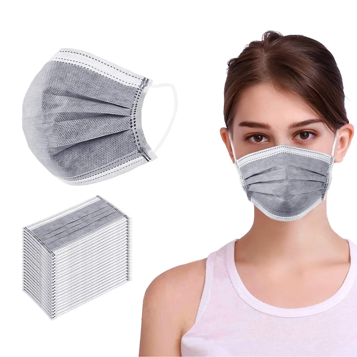50Pcs Activated Carbon Mask Disposable Nonwoven Soft Protective Gauze Masks for Daily Use Outdoor Work Hiking Riding
50Pcs Activated Carbon Mask Disposable Nonwoven Soft Protective Gauze Masks for Daily Use Outdoor Work Hiking Riding