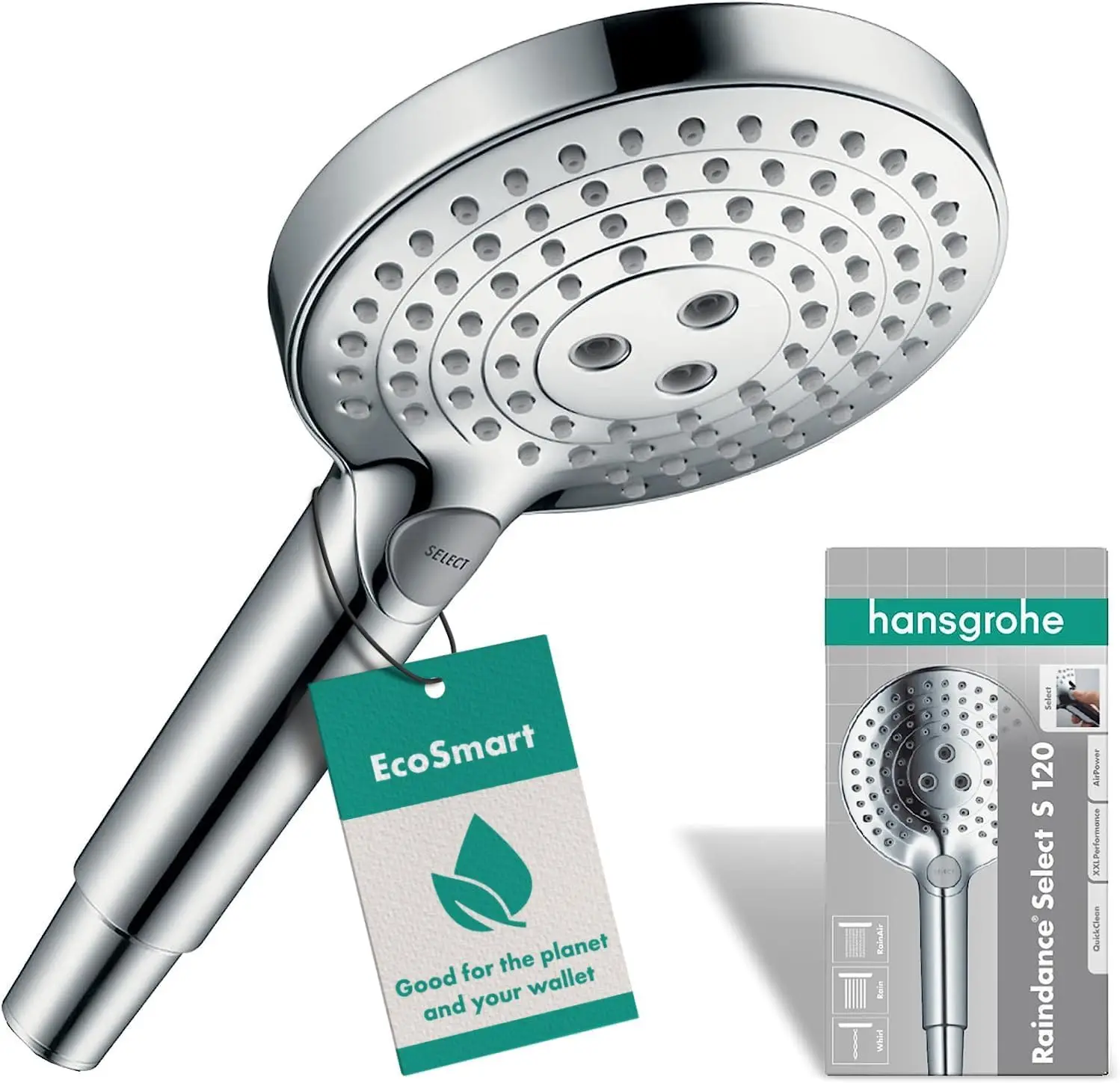 Raindance Select S Hand Shower with 3 Spray Modes, Water-Saving 9 L/min, Chrome Finish for Versatile Showering
Raindance Select S Hand Shower with 3 Spray Modes, Water-Saving 9 L/min, Chrome Finish for Versatile Showering