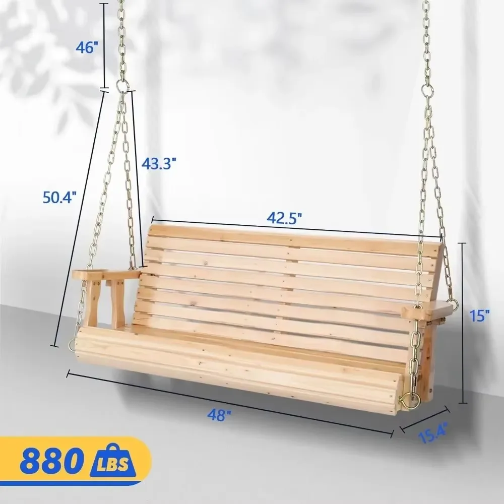 Upgraded Patio Wooden Porch Swing for Courtyard &Garden, Heavy Duty 880 LBS Swing Chair Bench with Hanging Chains
Upgraded Patio Wooden Porch Swing for Courtyard &Garden, Heavy Duty 880 LBS Swing Chair Bench with Hanging Chains