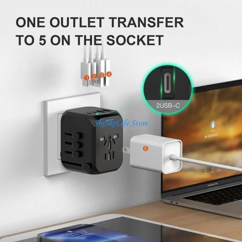 E65E Travel Plugs Adapter USB C International Plugs Adapter with 2 USB Port+2 USB C Port Type C Power Adapter for Business
E65E Travel Plugs Adapter USB C International Plugs Adapter with 2 USB Port+2 USB C Port Type C Power Adapter for Business