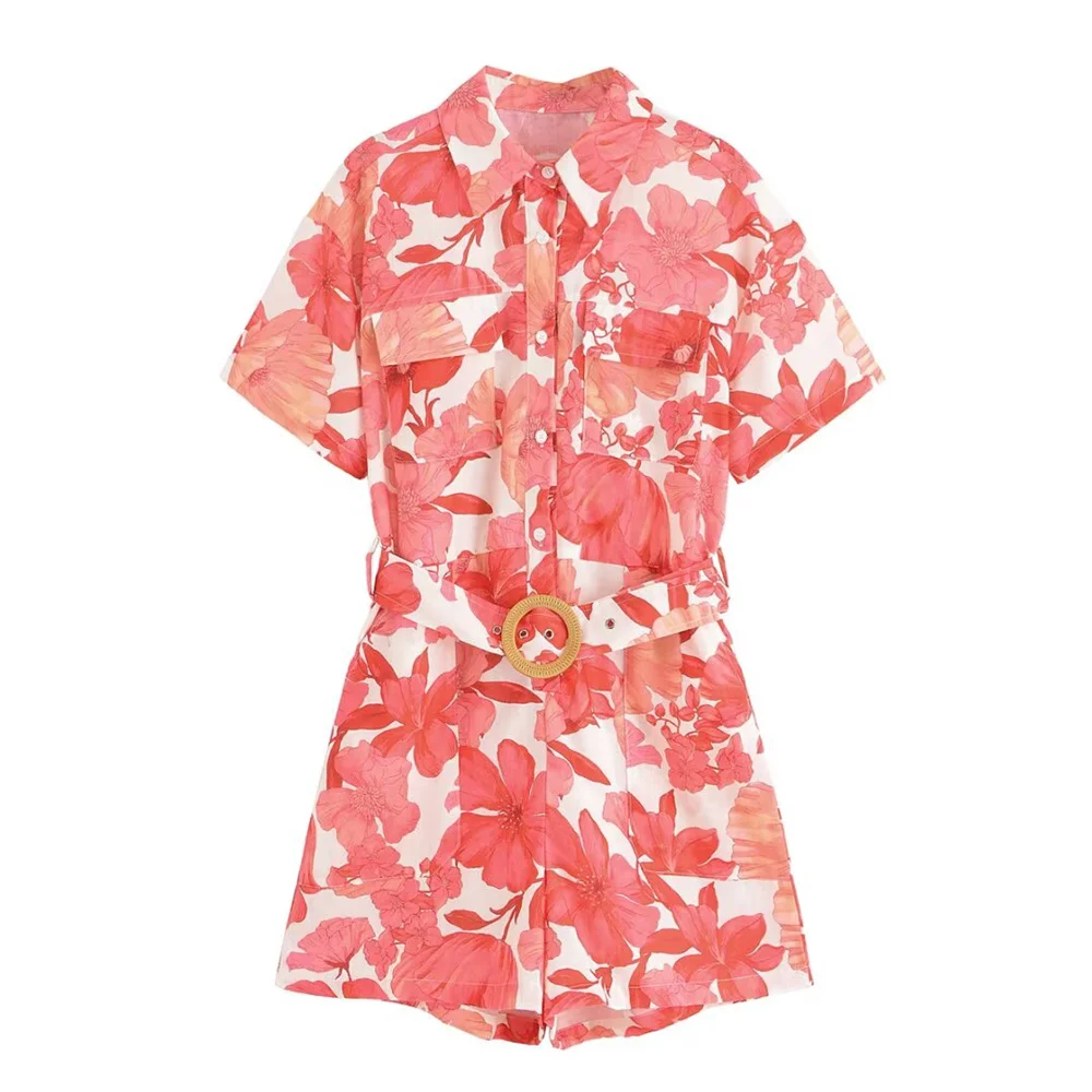 Taop&Za Women's Summer New Fashionable 100 Match Waist Belt, Collar, Short Sleeve, Buckle Decoration, Printed Short jumpsuit
Taop&Za Women's Summer New Fashionable 100 Match Waist Belt, Collar, Short Sleeve, Buckle Decoration, Printed Short jumpsuit