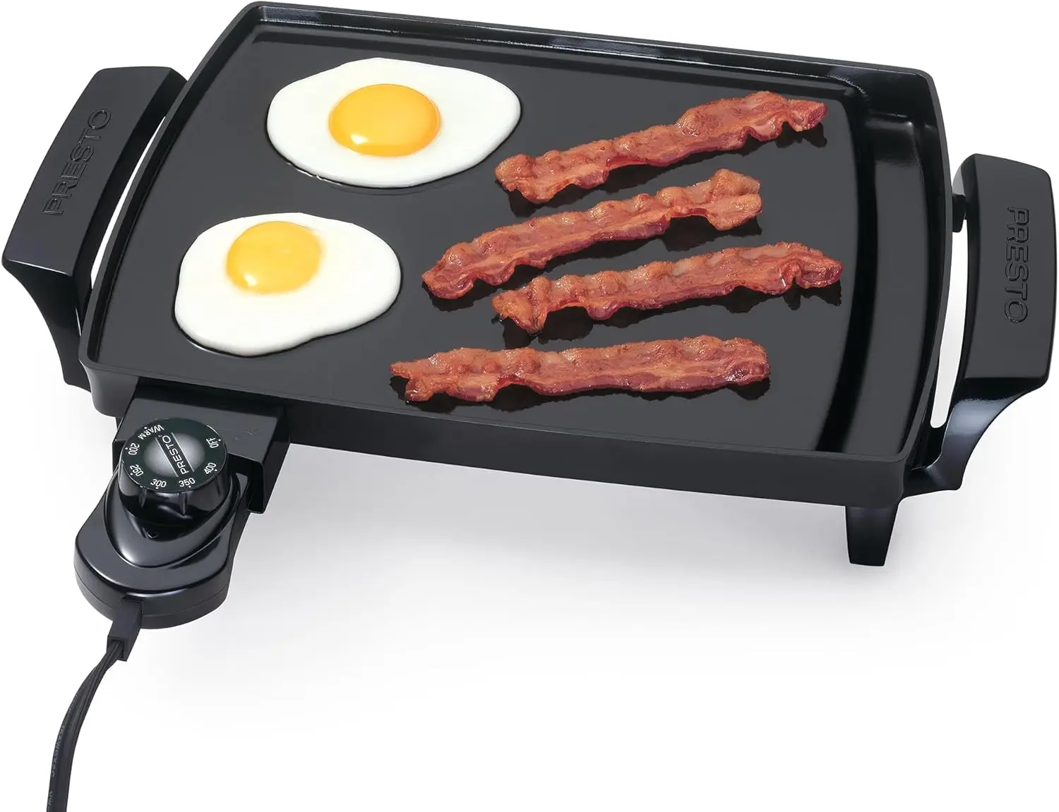 Compact Ceramic Nonstick Griddle with Heat Control and Grease Tray for Easy Cooking