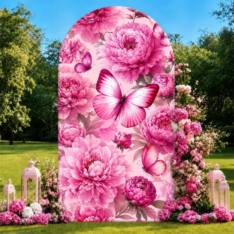 Single Side Arch Backdrop Cover Elegant Pink Peony Butterfly Garden Backdrop for Wedding or Birthday Party Decor with Lush
Single Side Arch Backdrop Cover Elegant Pink Peony Butterfly Garden Backdrop for Wedding or Birthday Party Decor with Lush