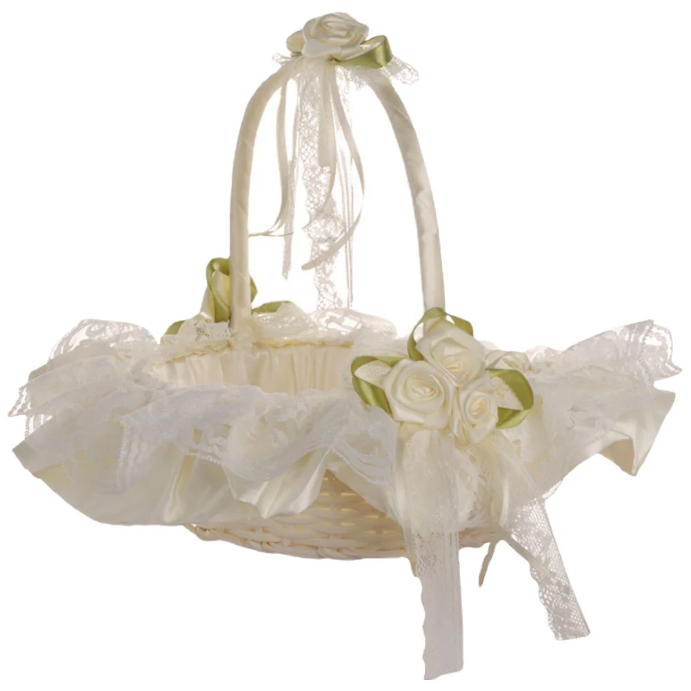 Wedding Flower Girl Baskets Smooth Polyester Lace White Small Handle for Petals Bridal Accessories Romantic Aisle Decor
Wedding Flower Girl Baskets Smooth Polyester Lace White Small Handle for Petals Bridal Accessories Romantic Aisle Decor