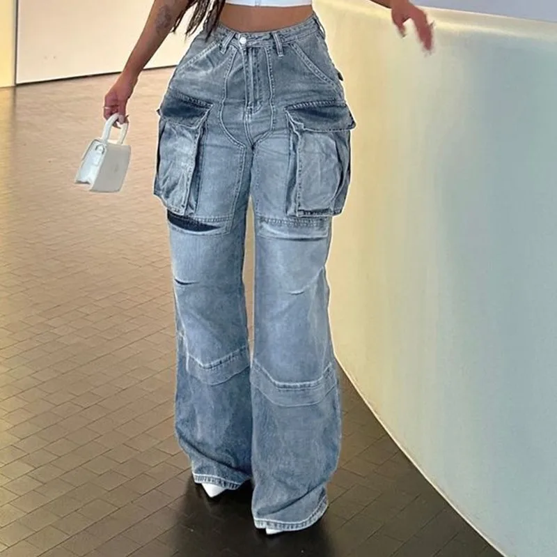Multi Pockets Jeans Cargo Pants Women Y2K Streetwear Button Fly High Waist Loose Casual Denim Trousers All Matching Bottoms
Multi Pockets Jeans Cargo Pants Women Y2K Streetwear Button Fly High Waist Loose Casual Denim Trousers All Matching Bottoms