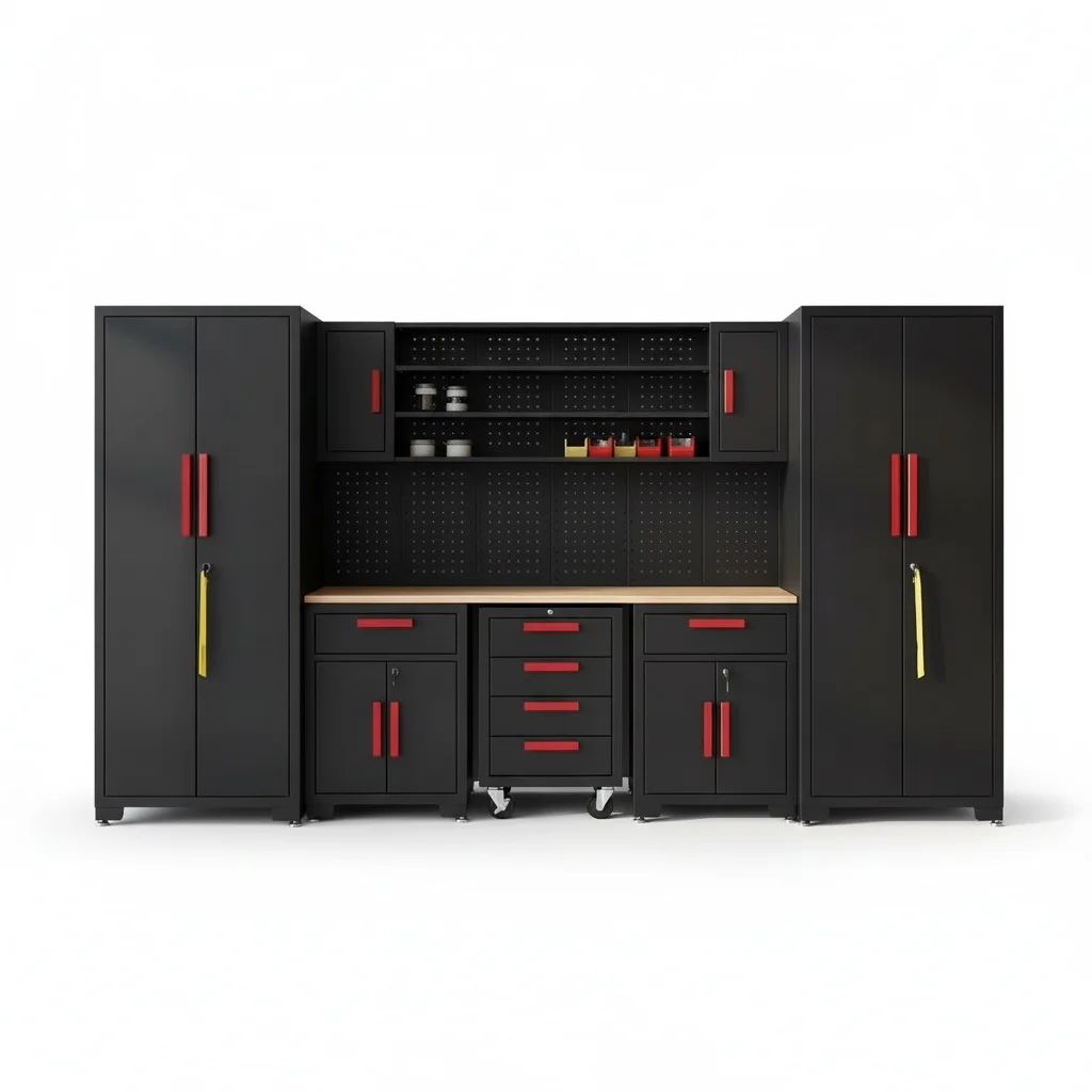 Multi Function Tool Cabinet, 375cm/147.64in Modular Garage Storage System, Heavy-Duty Cold Rolled Steel Workshop Workbench
Multi Function Tool Cabinet, 375cm/147.64in Modular Garage Storage System, Heavy-Duty Cold Rolled Steel Workshop Workbench