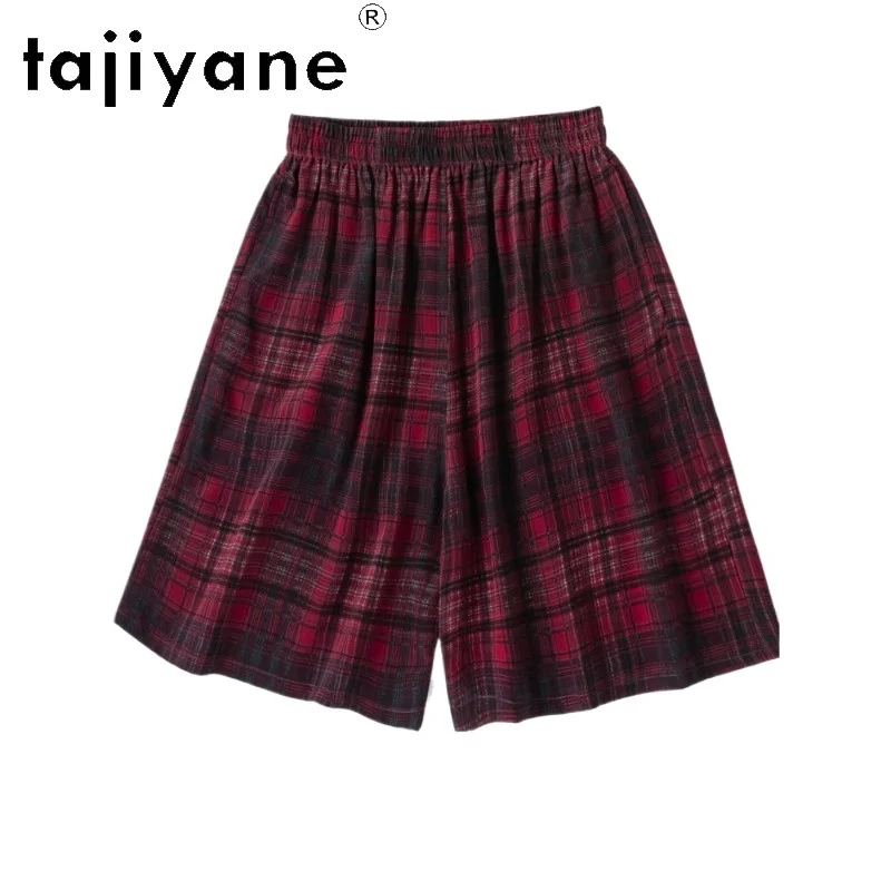 TAJIYANE 100% Real Mulberry Silk Women's Shorts Vintage Red Check Short Pants Casual Summer Baggy Short 2026 Woman Clothes jorts
TAJIYANE 100% Real Mulberry Silk Women's Shorts Vintage Red Check Short Pants Casual Summer Baggy Short 2026 Woman Clothes jorts