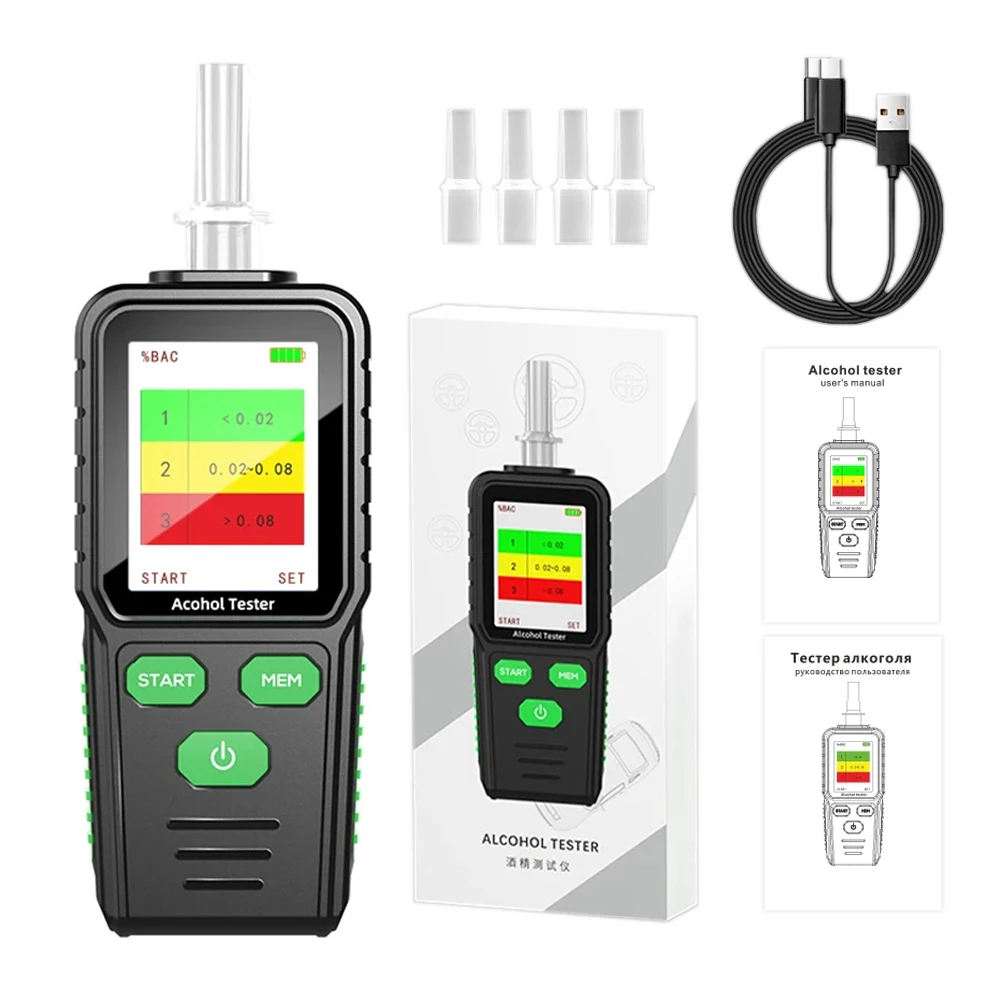RD930 Professional Alcohol Tester Car Breathalyzer Digital Wine Breath Tester Rechargeable Alcohol Detector Color Screen
RD930 Professional Alcohol Tester Car Breathalyzer Digital Wine Breath Tester Rechargeable Alcohol Detector Color Screen