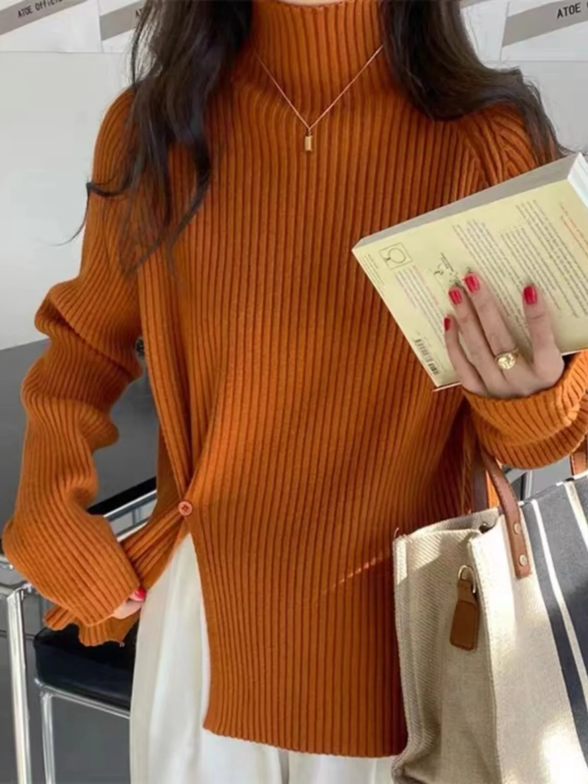 Retro Long Sve Knitted Sweater Women's Faion Slim Fit High Collar Side Button Inner Wear Casual Commute Sle Knitwear
Retro Long Sve Knitted Sweater Women's Faion Slim Fit High Collar Side Button Inner Wear Casual Commute Sle Knitwear