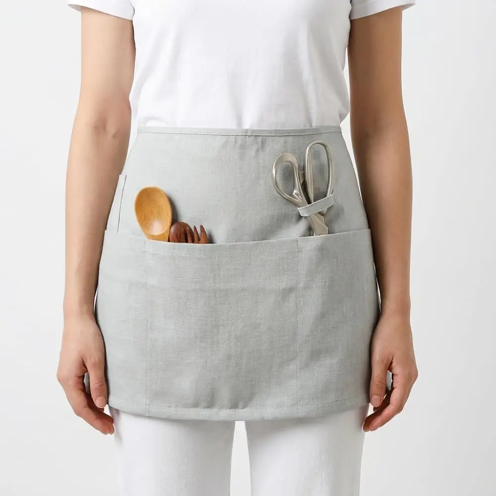 100% Linen Bistro Waist Apron with Pocket & Utility Hoop, Adjustable Short Half Apron for Waitress, Server
100% Linen Bistro Waist Apron with Pocket & Utility Hoop, Adjustable Short Half Apron for Waitress, Server