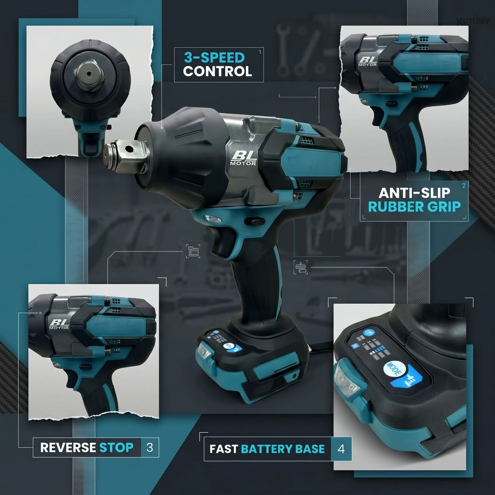 1500N.m Max Torque Brushless Impact Wrench, 1/2" Square Drive Cordless Electric Wrench, High Power Automotive & Industrial Lithi
1500N.m Max Torque Brushless Impact Wrench, 1/2" Square Drive Cordless Electric Wrench, High Power Automotive & Industrial Lithi