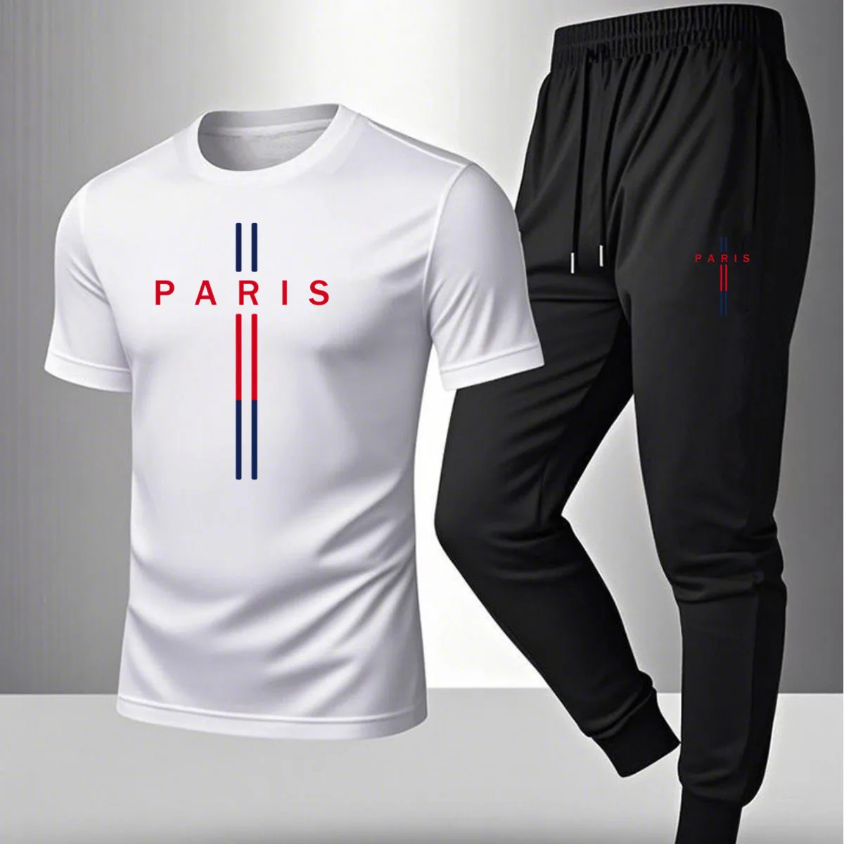 Мужской летний повседневный комплект 2026: брюки и футболка с коротким рукавом, с принтом Paris PARIS, спортивный костюм-двойка
Мужской летний повседневный комплект 2026: брюки и футболка с коротким рукавом, с принтом Paris PARIS, спортивный костюм-двойка