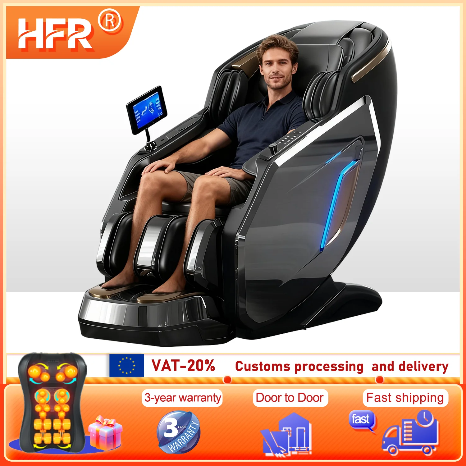 Ergonomic Zero Gravity Massage Chair, Shiatsu Technology, Full Body Airbags, Foot roller, Calf Kneading, Bluetooth, Home Comfort
Ergonomic Zero Gravity Massage Chair, Shiatsu Technology, Full Body Airbags, Foot roller, Calf Kneading, Bluetooth, Home Comfort