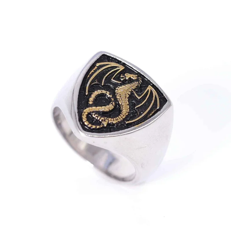 Dragon Shield Stainless Steel Ring Vintage Shield Fire Dragon Amulet Ring Rock Punk Norse Myth Fire Dragon Emblem Best Jewelry
Dragon Shield Stainless Steel Ring Vintage Shield Fire Dragon Amulet Ring Rock Punk Norse Myth Fire Dragon Emblem Best Jewelry