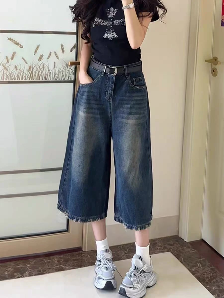 plus Size High Waist Loose Fit Blue Denim Jeans Women's Summer Wide Leg Seven Inch Straight Cut Trousers Fashionable plus Size
plus Size High Waist Loose Fit Blue Denim Jeans Women's Summer Wide Leg Seven Inch Straight Cut Trousers Fashionable plus Size