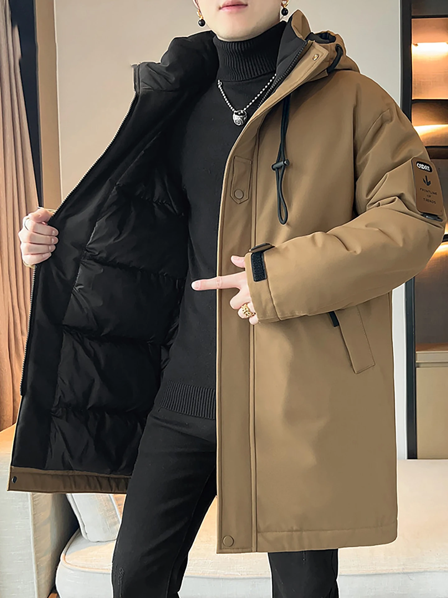 Thiened Medium-Length Cotton Jaet for Men Winter Warm Workwear Sli Faion Brand Woodpeer Bird Design Casual Coat
Thiened Medium-Length Cotton Jaet for Men Winter Warm Workwear Sli Faion Brand Woodpeer Bird Design Casual Coat