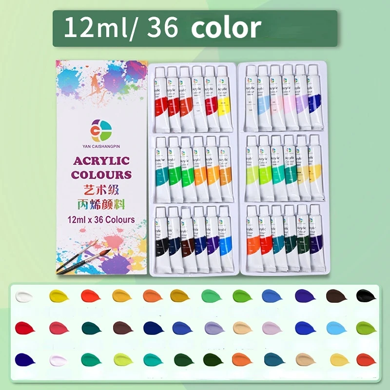Acrylic Paint 12/18/24/36 Colors 12ml Tube waterproof paint Set Watercolor for Clothing Rich Pigments for Artists Painting
Acrylic Paint 12/18/24/36 Colors 12ml Tube waterproof paint Set Watercolor for Clothing Rich Pigments for Artists Painting